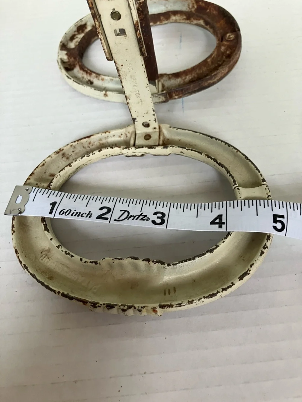 Antique Cream and Brown Oval Cast Iron Decorative Curtain Tiebacks Adjustable 5”